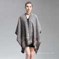 Womens Cashmere fühlen Welle Printing Fancy Cape Stola Poncho Schal (SP295)